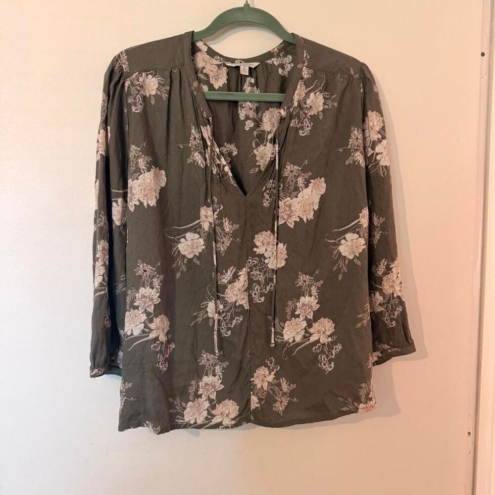 Lucky Brand | Floral Tie-Neck Peasant Blouse | Boho Chic